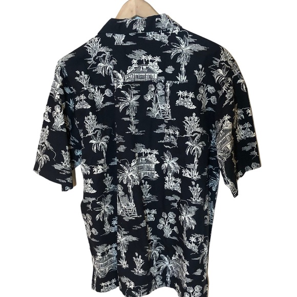 OP Ocean Pacific Sport Black Hawaiian Tiki Hut Aloha Camp Lounge Shirt L - Picture 3 of 11